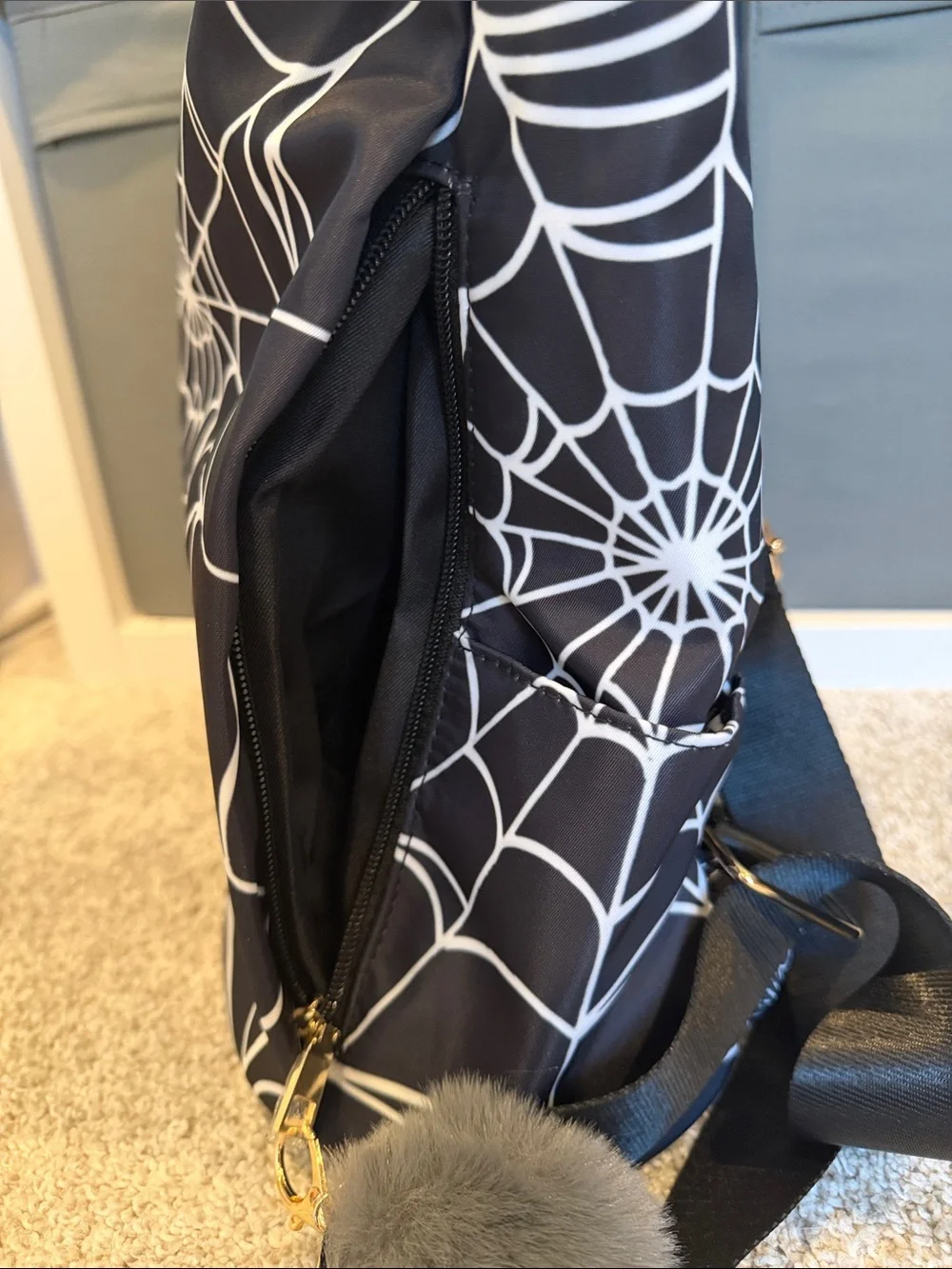 Black Spiderweb Print Backpack
